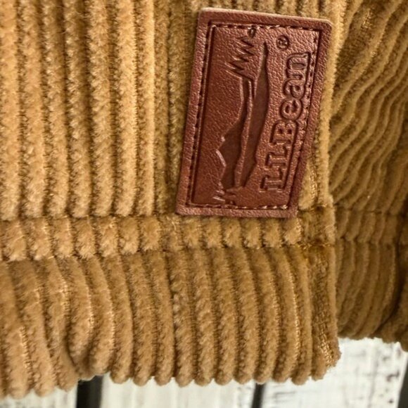 LL Bean Corduroy Sherpa Lined Shirt Jacket Men Large Tan Traditional Fit Snap Up - Picture 4 of 13